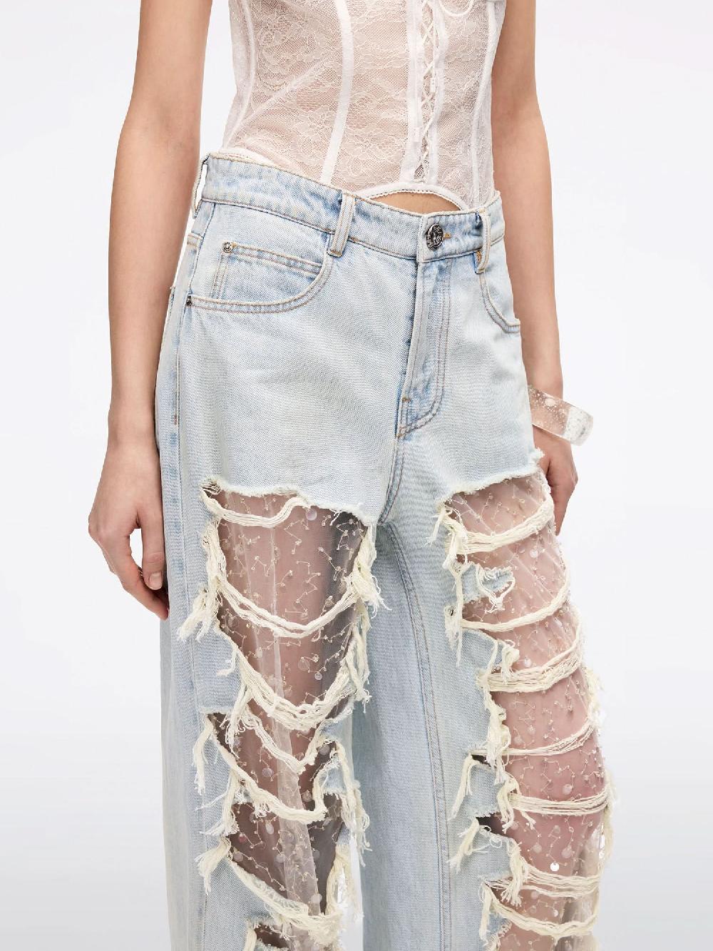 Miss Sixty DISTRESSED STRAIGHT-LEG JEANS LIGHT BLUE