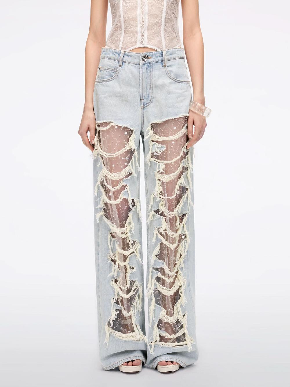 miss sixty DISTRESSED STRAIGHT-LEG JEANS LIGHT BLUE
