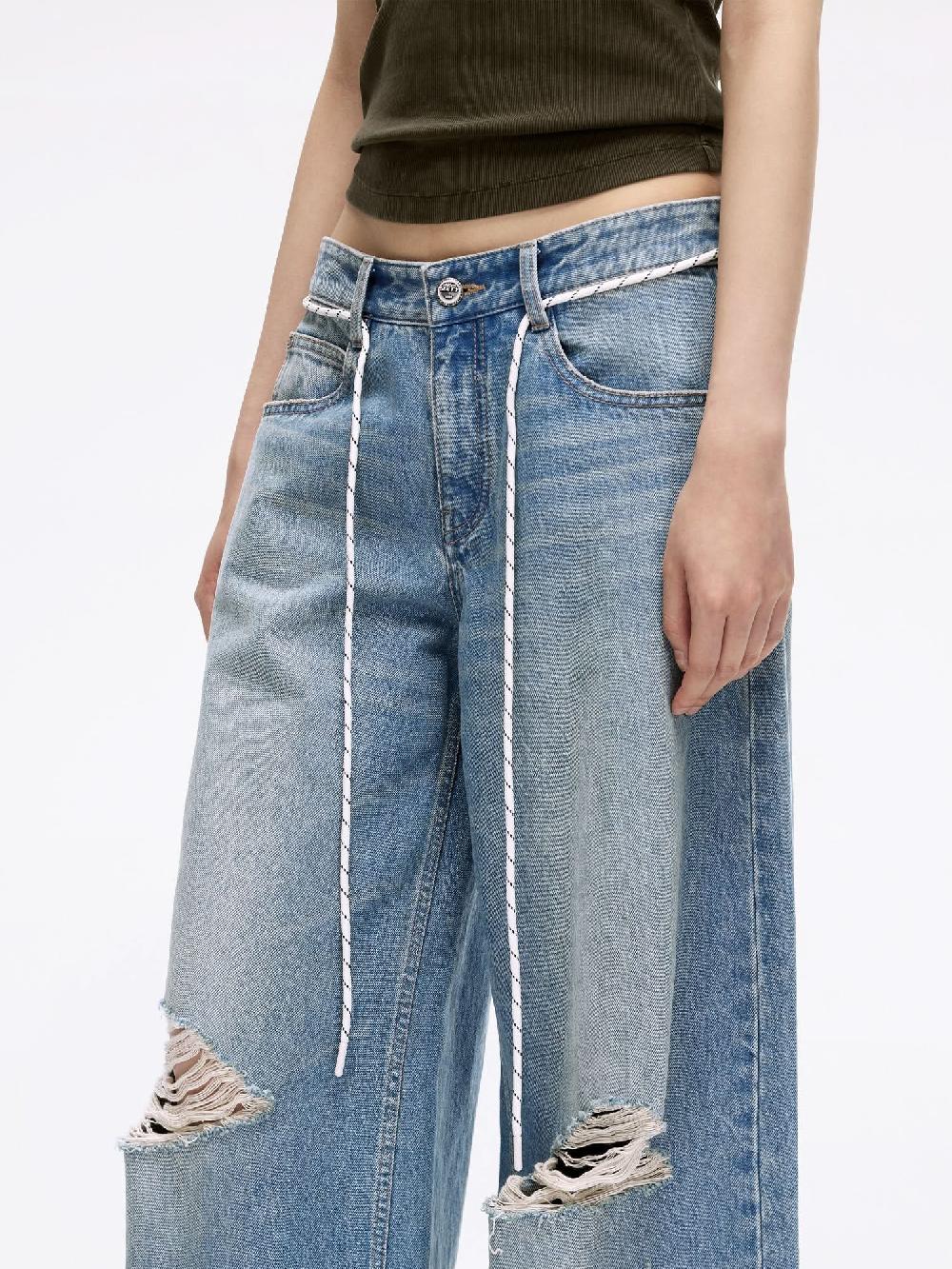 Miss Sixty DISTRESSED STRAIGHT-LEG JEANS MIDDLE BLUE