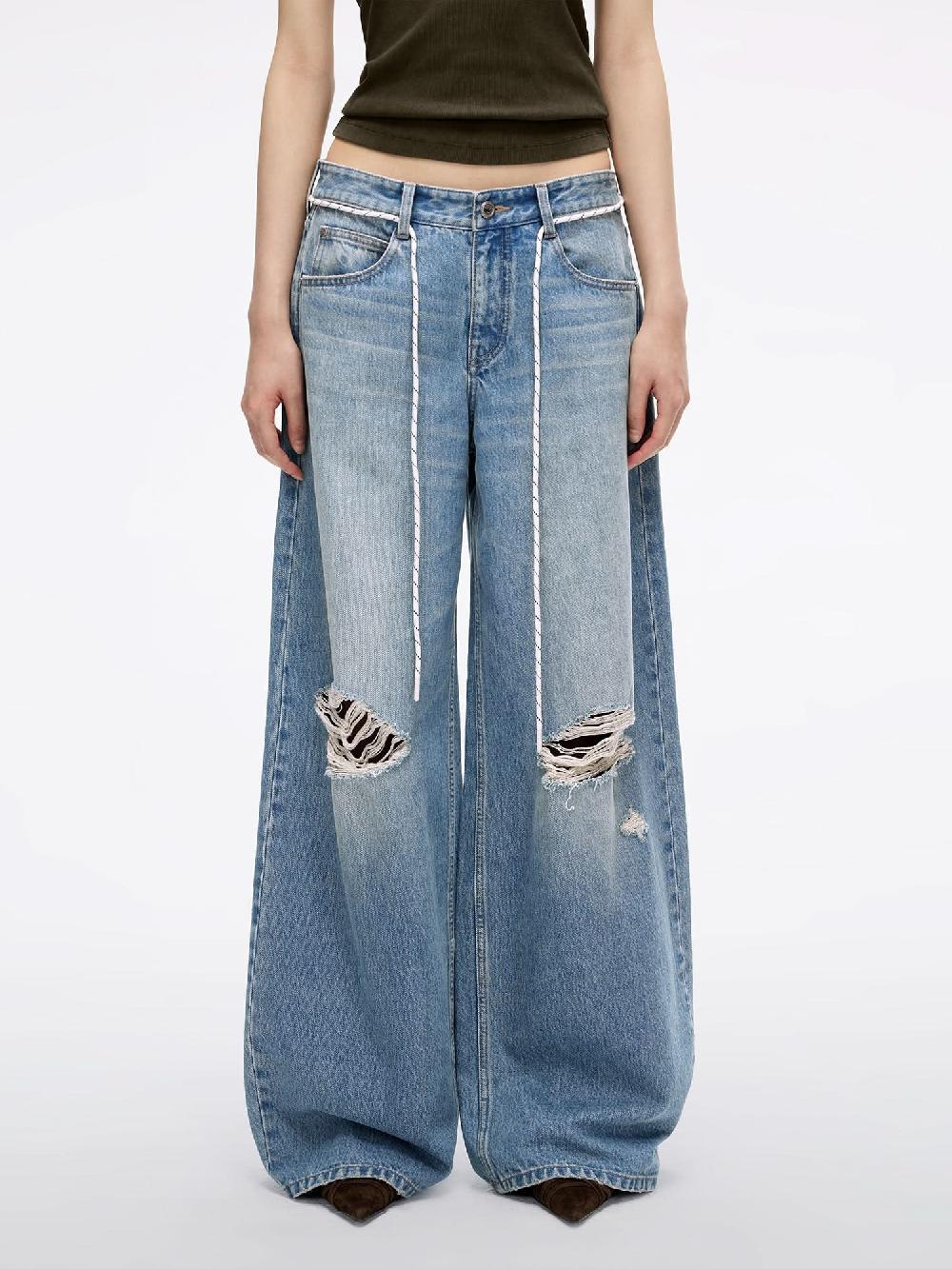 miss sixty DISTRESSED STRAIGHT-LEG JEANS MIDDLE BLUE