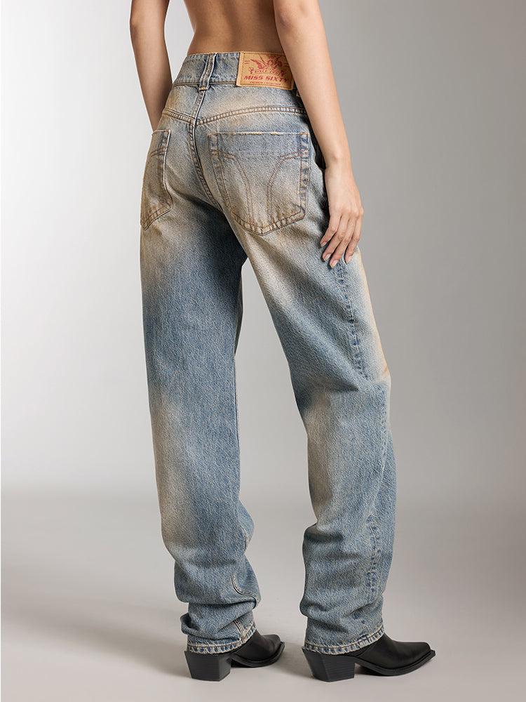 Miss Sixty DISTRESSED WASTELAND-STYLE WASHED JEANS LIGHT BLUE