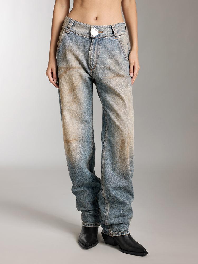 miss sixty DISTRESSED WASTELAND-STYLE WASHED JEANS LIGHT BLUE