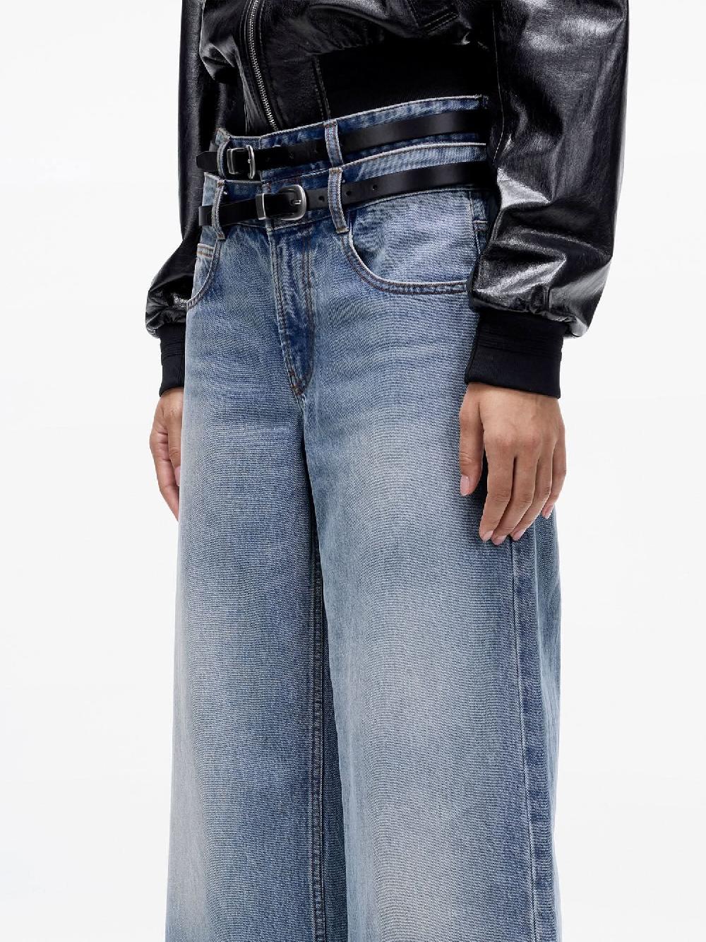 Miss Sixty DOUBLE BELT HIGH-WAISTED STRAIGHT-LEG JEANS MIDDLE BLUE