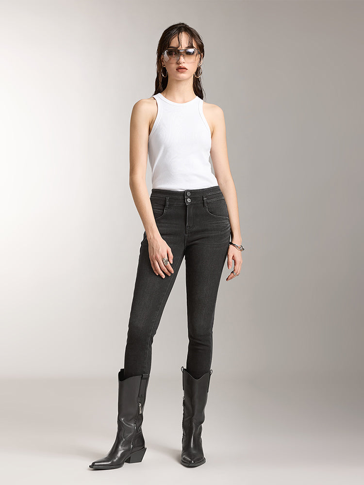 Miss Sixty DOUBLE BUTTON JEANS IN BLACK AND GREY COLOUR BLACK FOG