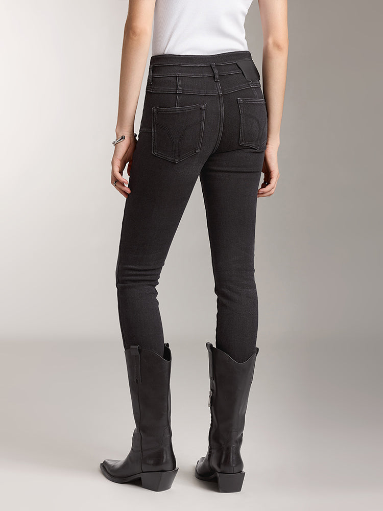 Miss Sixty DOUBLE BUTTON JEANS IN BLACK AND GREY COLOUR BLACK FOG
