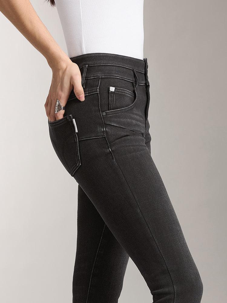 Miss Sixty DOUBLE BUTTON JEANS IN BLACK AND GREY COLOUR BLACK FOG