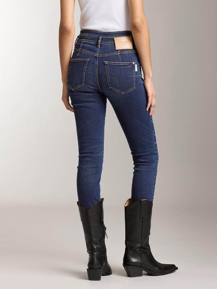 Miss Sixty DOUBLE-BUTTON STRETCH SLIM-FIT JEANS DARK BLUE