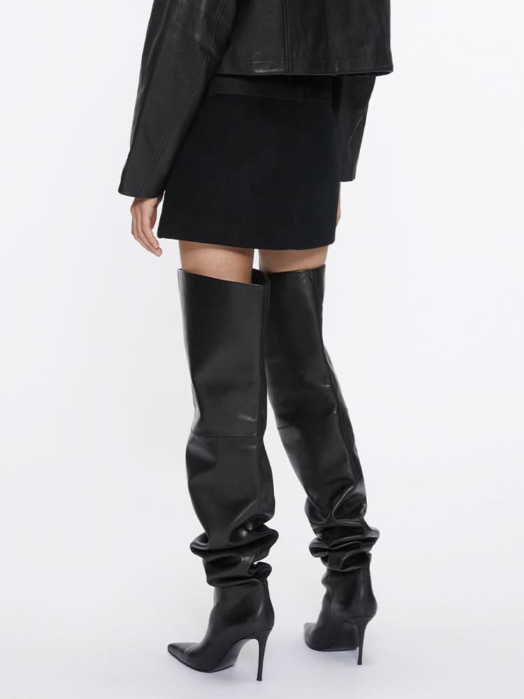 Miss Sixty DOUBLE-FACED WOOL MINISKIRT WITH BELT BLACK