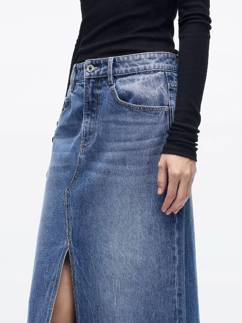 Miss Sixty DOUBLE-SLIT LONG DENIM SKIRT MIDDLE BLUE
