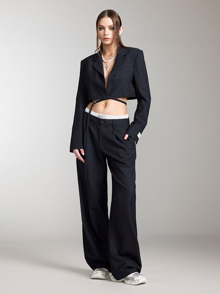 Miss Sixty DOUBLE WAIST DESIGN WIDE-LEG TROUSER DEEP BLUE