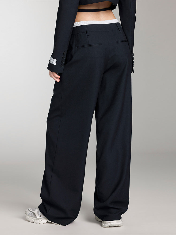 Miss Sixty DOUBLE WAIST DESIGN WIDE-LEG TROUSER DEEP BLUE