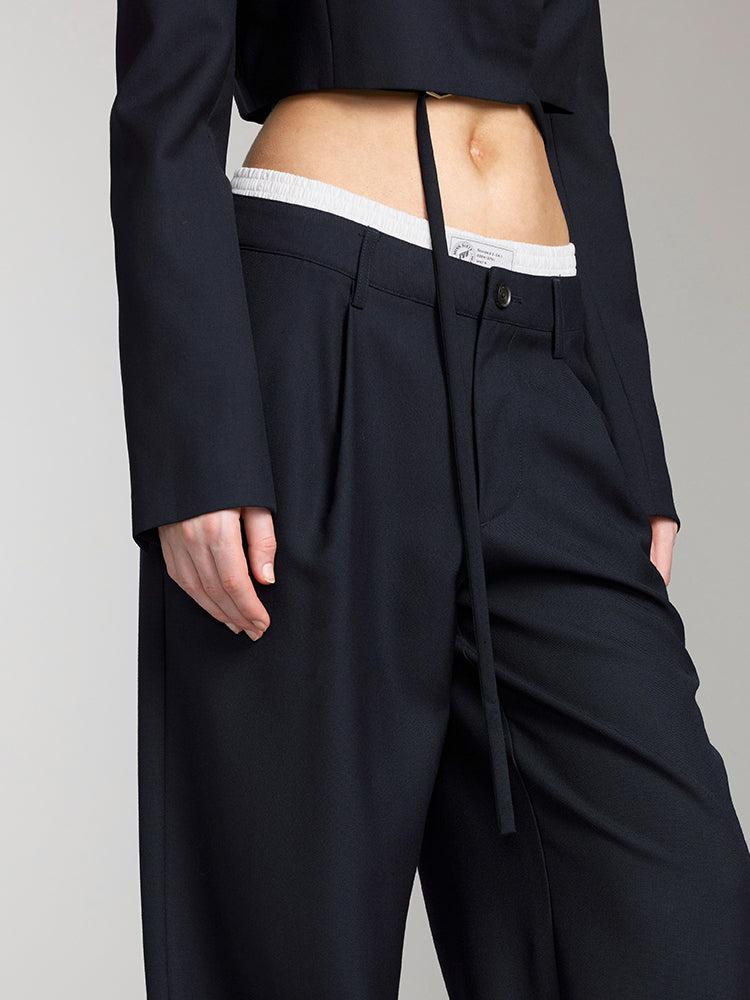 Miss Sixty DOUBLE WAIST DESIGN WIDE-LEG TROUSER DEEP BLUE