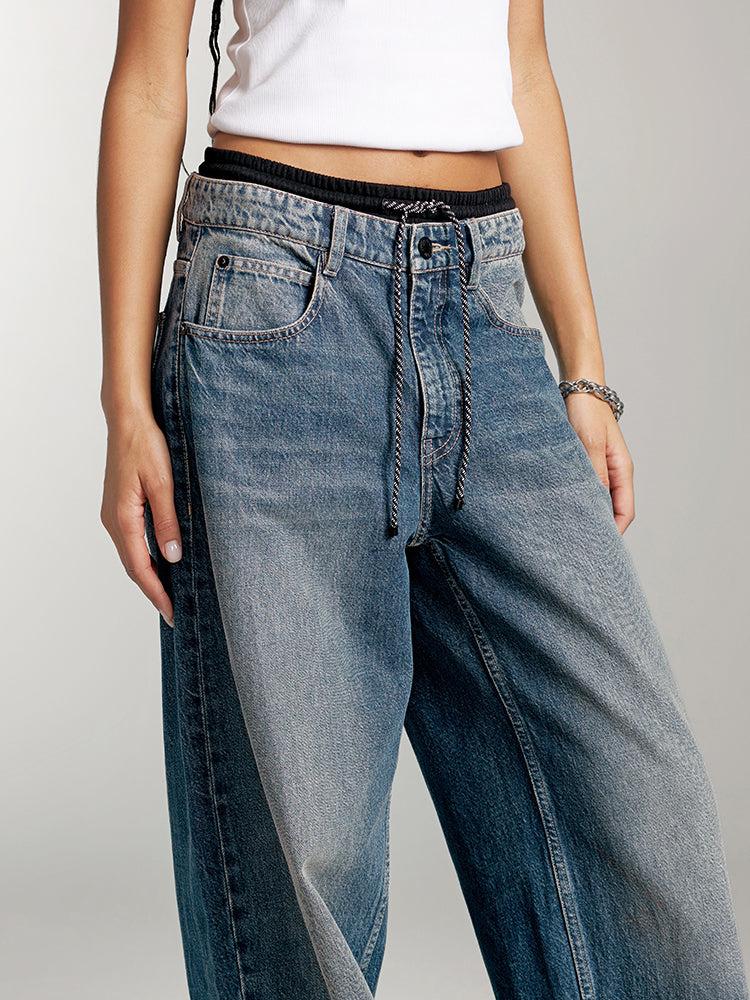 Miss Sixty DOUBLE WAISTBAND DESIGN PANELED JEANS MIDDLE BLUE