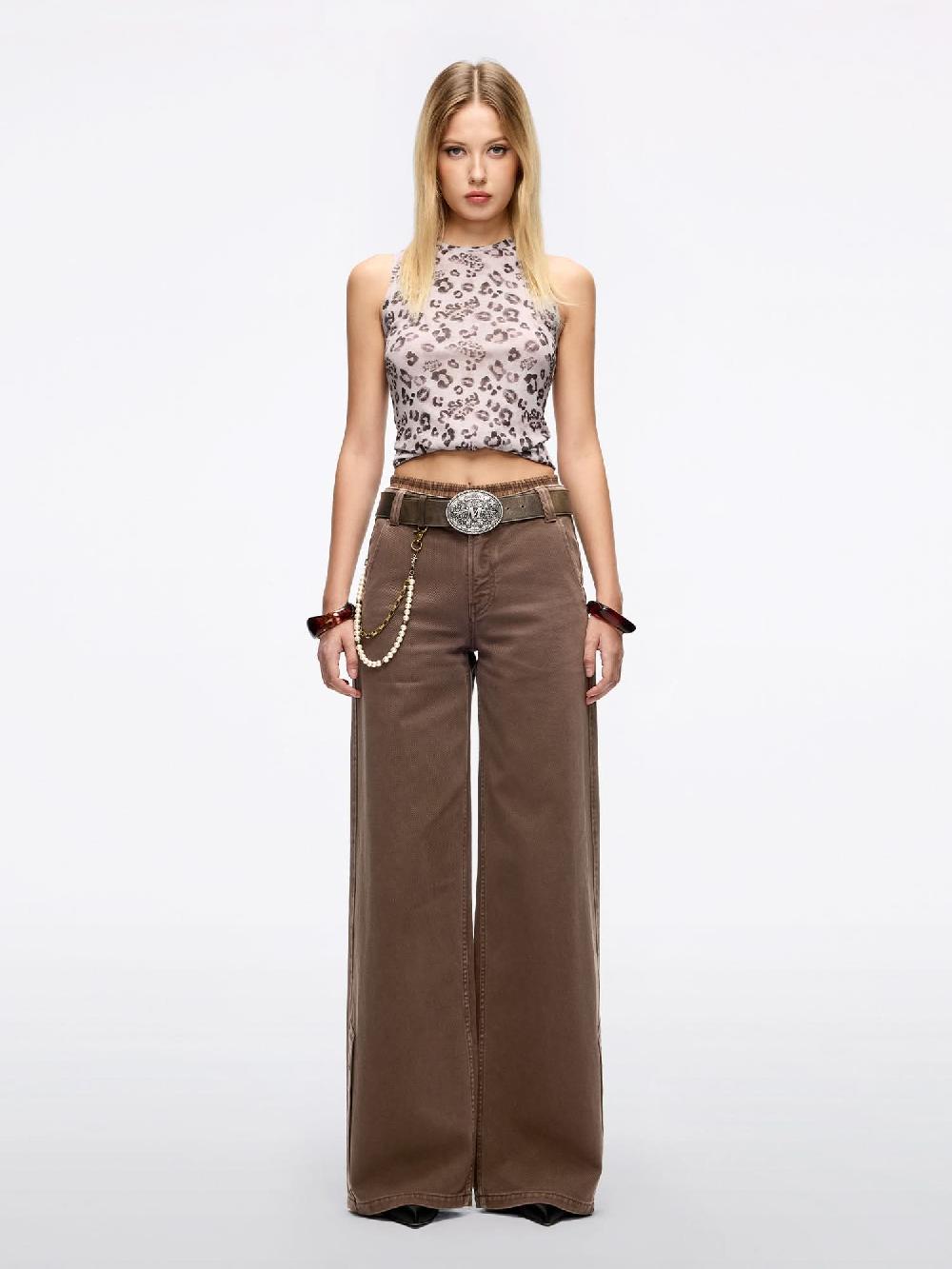 Miss Sixty DOUBLE-WAISTBAND STRAIGHT-LEG JEANS COFFEE COLOR