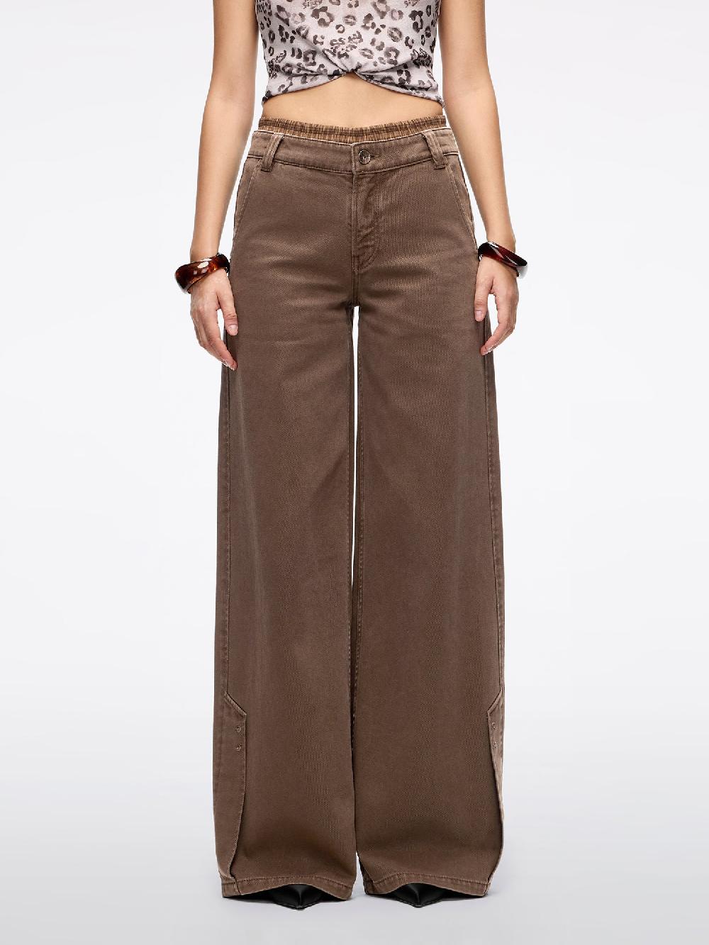 miss sixty DOUBLE-WAISTBAND STRAIGHT-LEG JEANS COFFEE COLOR