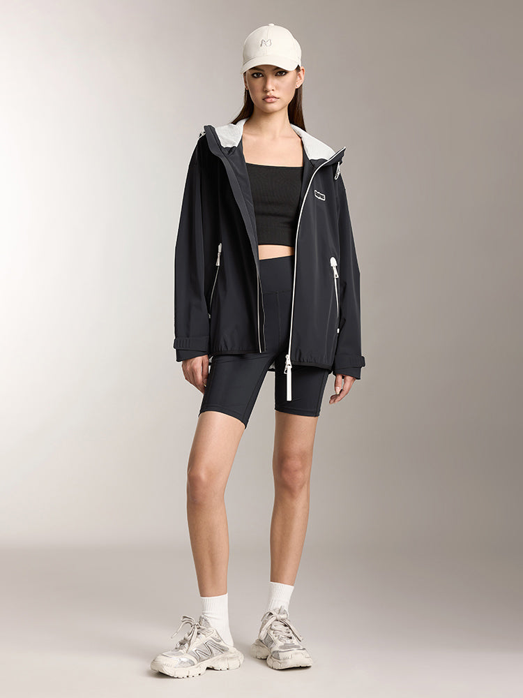 Miss Sixty DOUBLE ZIP HOODED WINDBREAKER JACKET BLACK