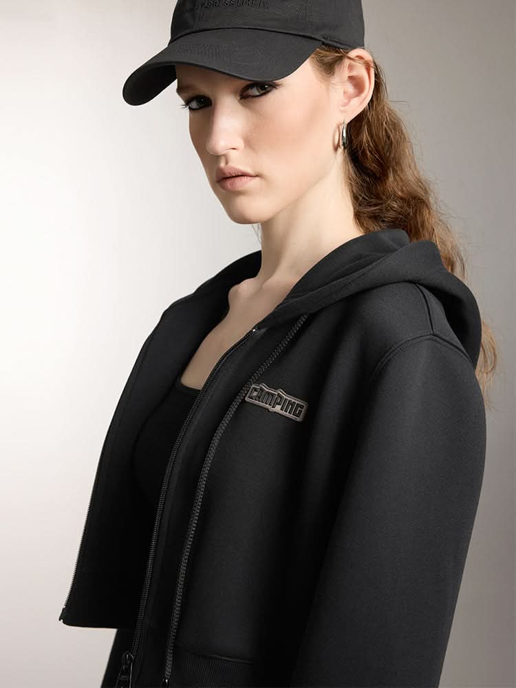 Miss Sixty DOUBLE ZIPPER HOODED SPORTS SWEATSHIRT BLACK