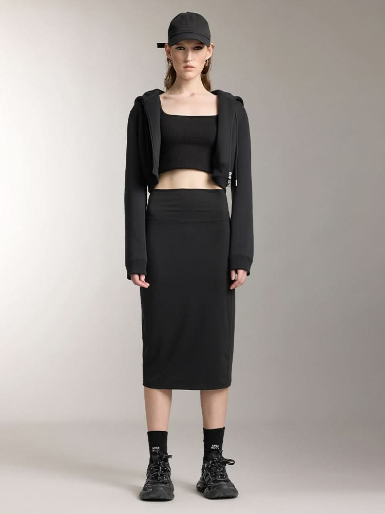 Miss Sixty DOUBLE ZIPPER HOODED SPORTS SWEATSHIRT BLACK