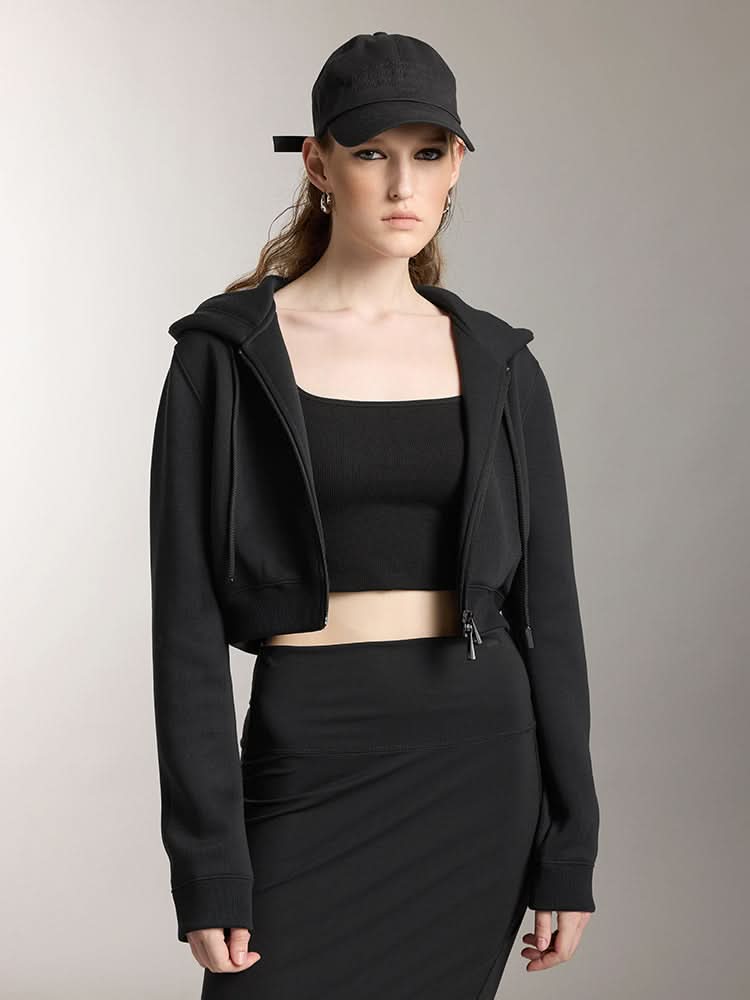 miss sixty DOUBLE ZIPPER HOODED SPORTS SWEATSHIRT BLACK