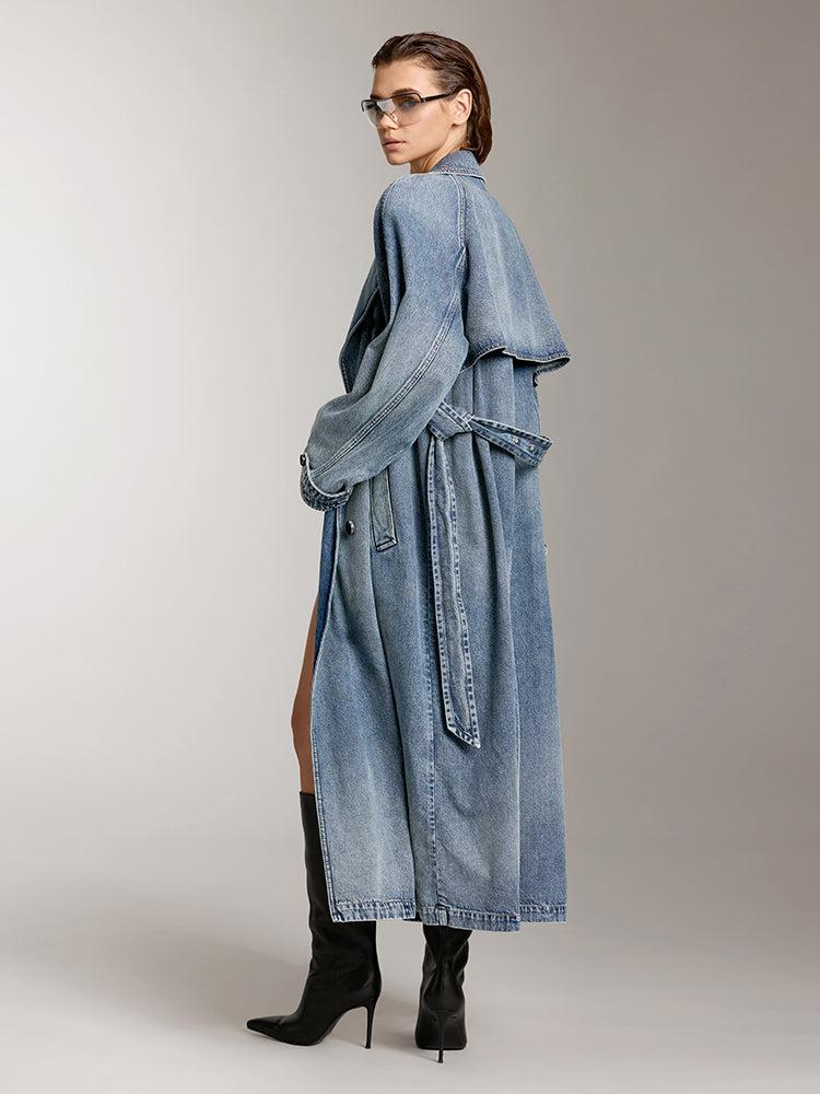 Miss Sixty ELEGANT LAPEL LONG FIT DENIM JACKET GREY BLUE