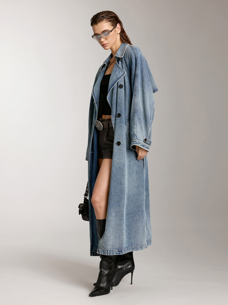 Miss Sixty ELEGANT LAPEL LONG FIT DENIM JACKET GREY BLUE