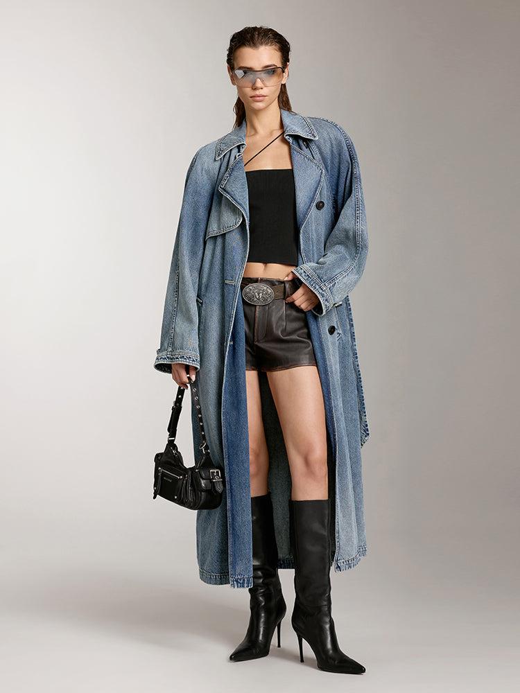 miss sixty ELEGANT LAPEL LONG FIT DENIM JACKET GREY BLUE