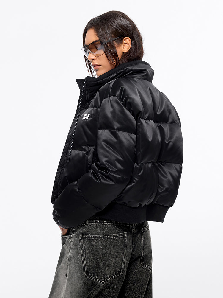 Miss Sixty FLANNEL NECK DRAWSTRING PUFFY JACKET BLACK