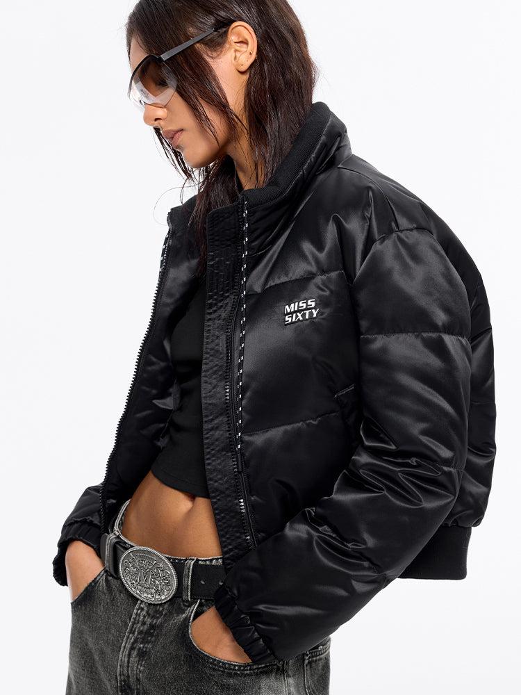 Miss Sixty FLANNEL NECK DRAWSTRING PUFFY JACKET BLACK