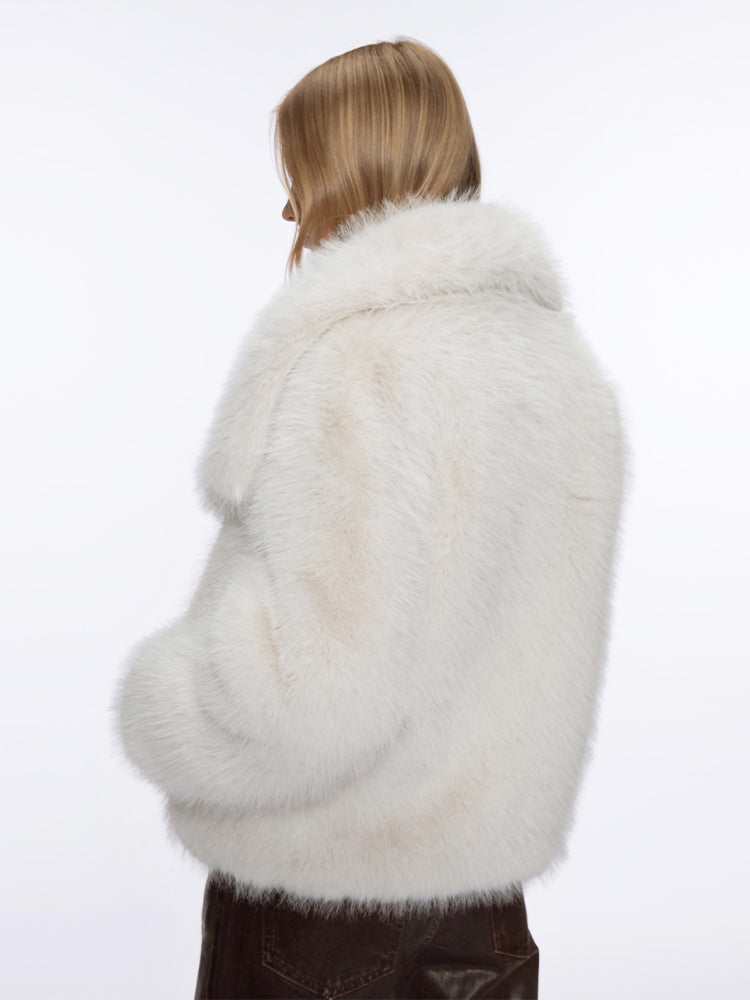 Miss Sixty FLANNEL NECK FAUX FUR JACKET GREY APRICOT