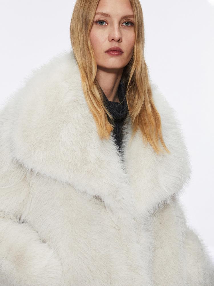 Miss Sixty FLANNEL NECK FAUX FUR JACKET GREY APRICOT