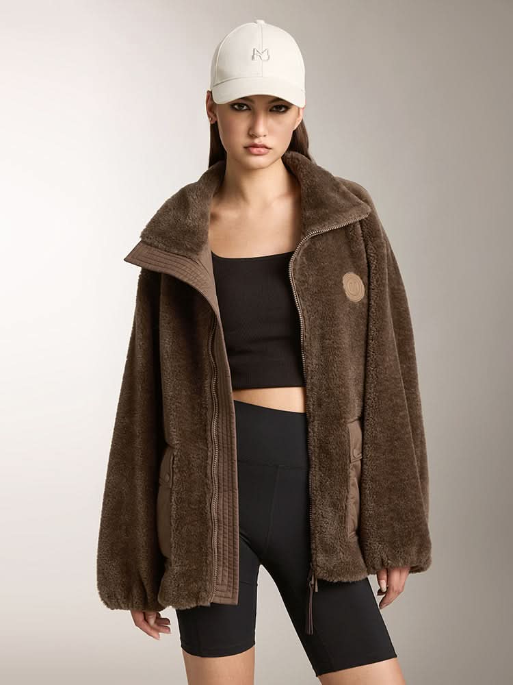 miss sixty FLANNEL NECK FLEECE JACKET VERDE MILITARE