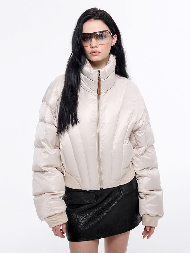 miss sixty FLANNEL NECK PUFFY JACKET METERS APRICOT