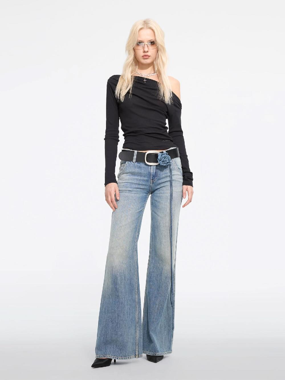 Miss Sixty FLORAL BELT SLIGHT FLARE JEANS MIDDLE BLUE