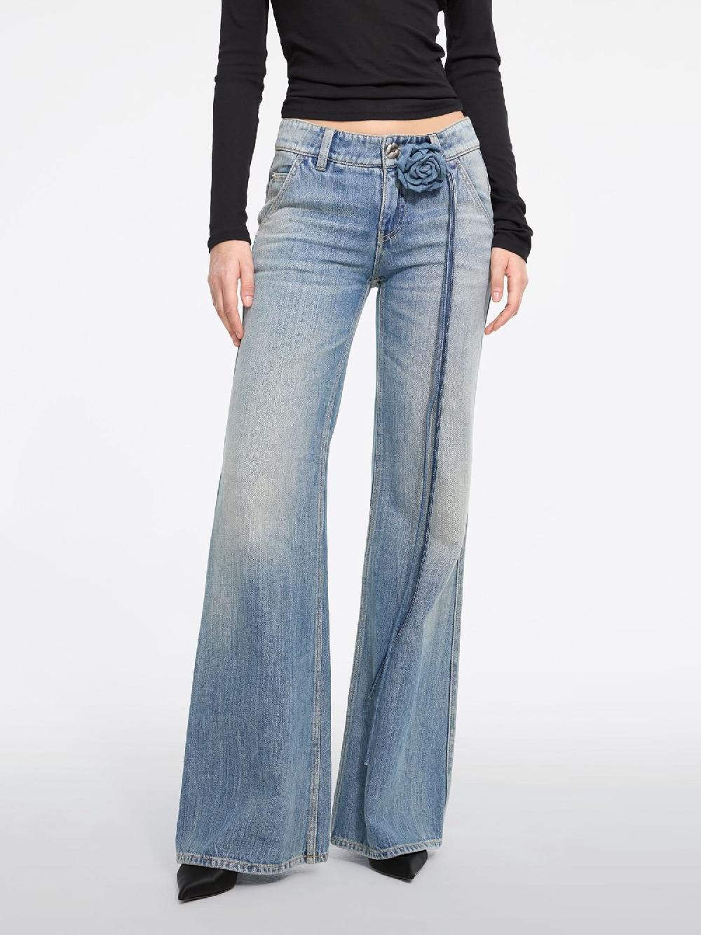 miss sixty FLORAL BELT SLIGHT FLARE JEANS MIDDLE BLUE