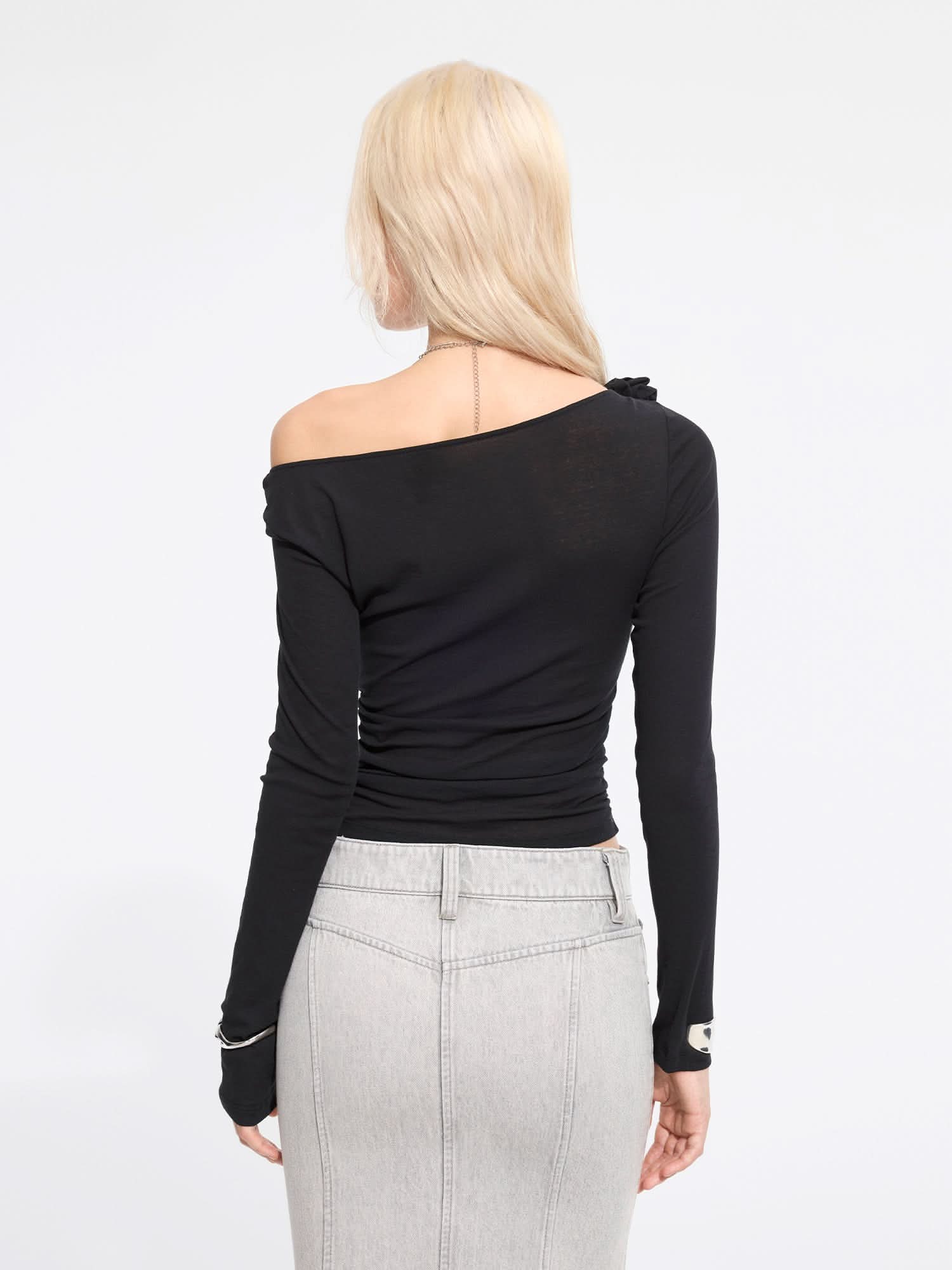 Miss Sixty FLORAL EMBELLISHED LONG SLEEVE T-SHIRT BLACK