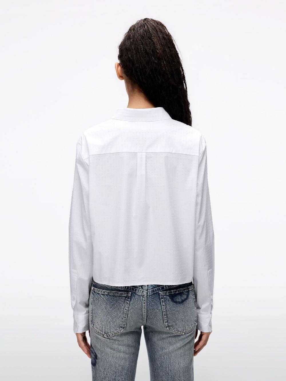 Miss Sixty FULL-WIDTH RHINESTONE CROPPED SHIRT BRIGHT WHITE