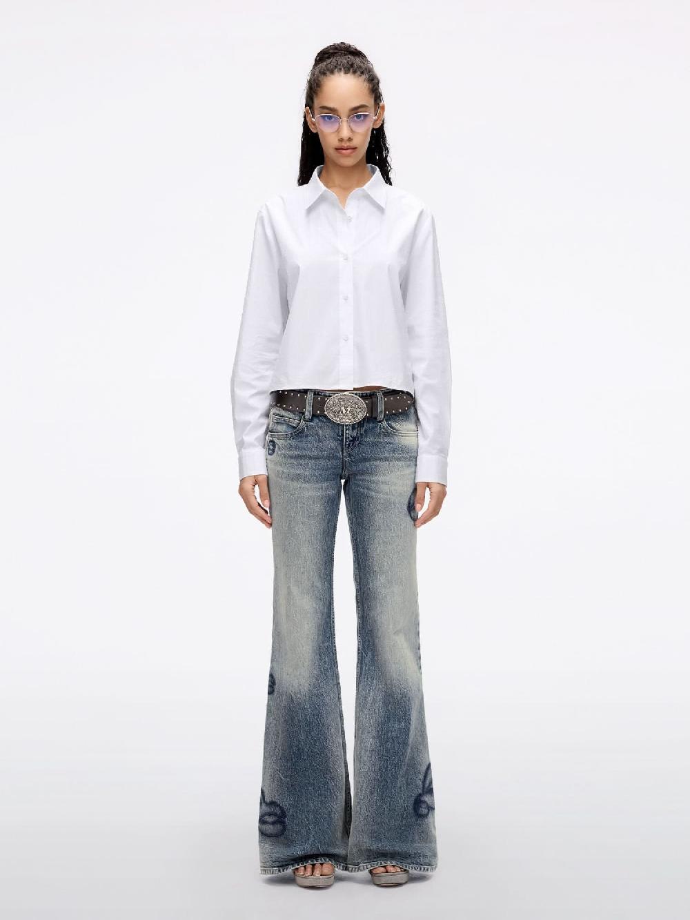 Miss Sixty FULL-WIDTH RHINESTONE CROPPED SHIRT BRIGHT WHITE