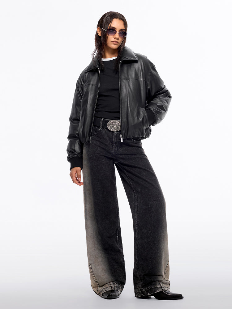 Miss Sixty GRADIENT LOW-RISE WIDE-LEG JEANS BLACK FOG