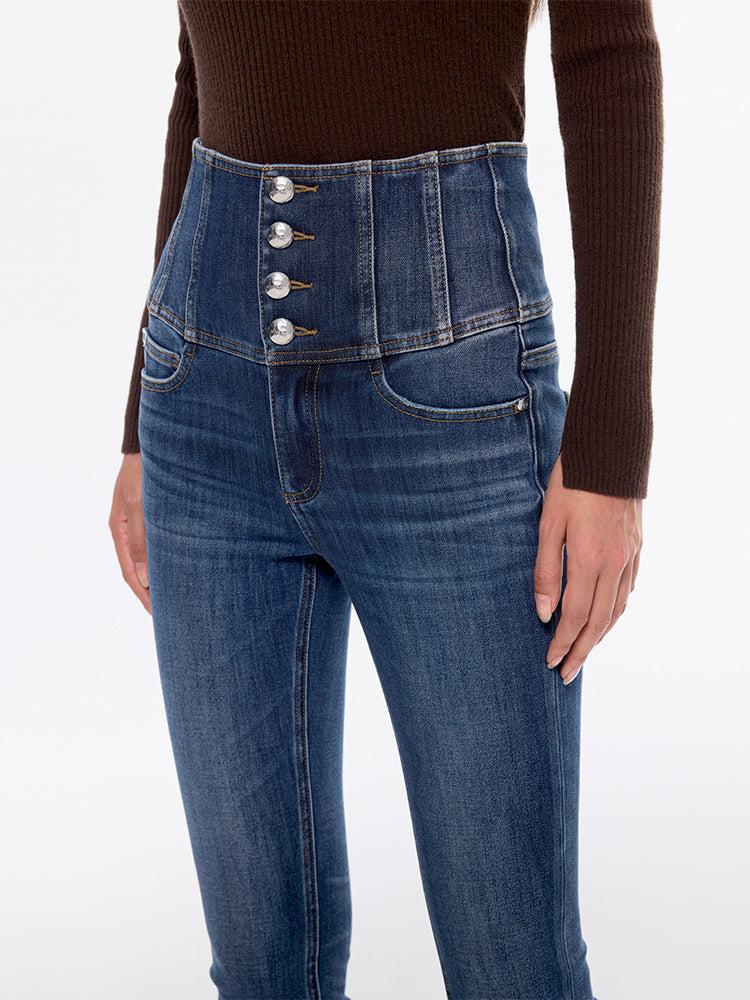 Miss Sixty HIGH WAISTED CASHMERE-BLEND SLIM FIT JEANS DEEP BLUE