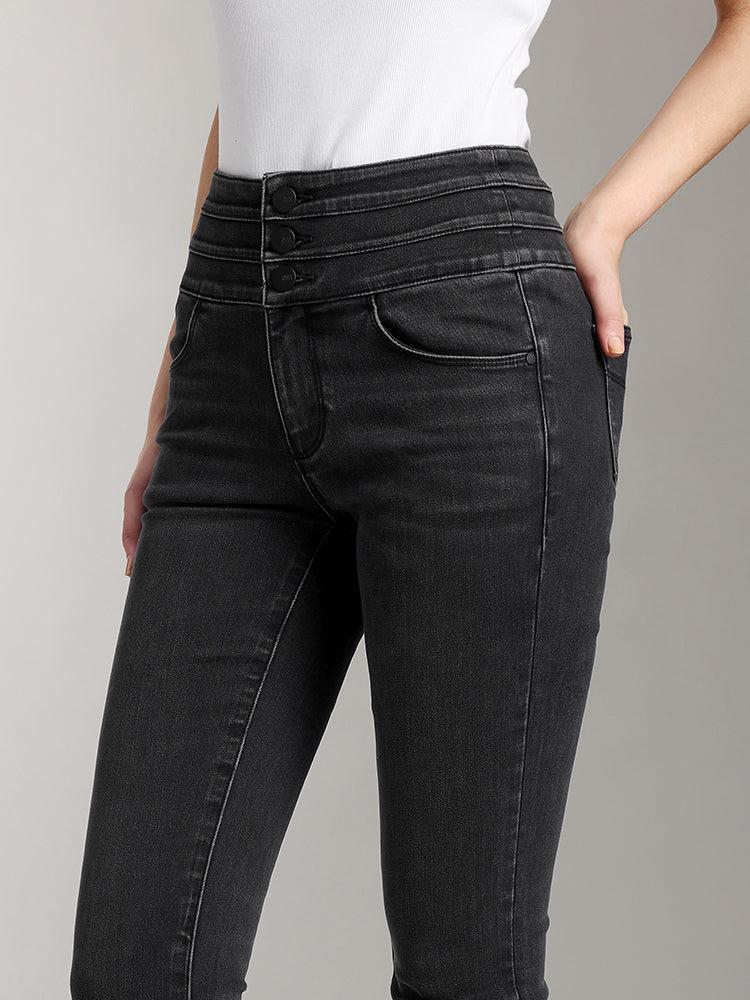 Miss Sixty HIGH WAISTED DARK WASHED BRUSHED JEANS BLACK FOG