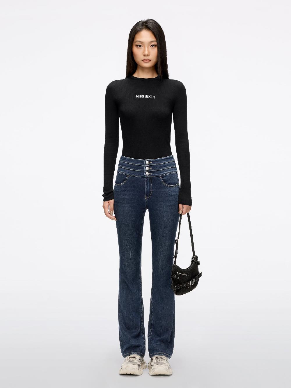 Miss Sixty HIGH WAISTED FLARE JEANS-BLUE ATTACK DEEP BLUE