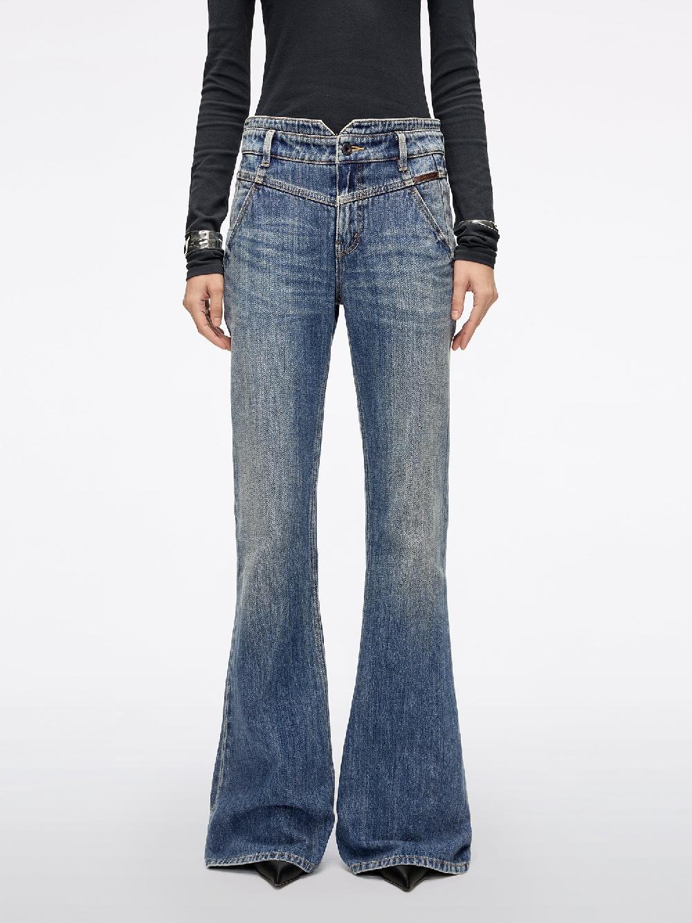 miss sixty HIGH WAISTED FLARED DENIM JEANS-ALICE MIDDLE BLUE