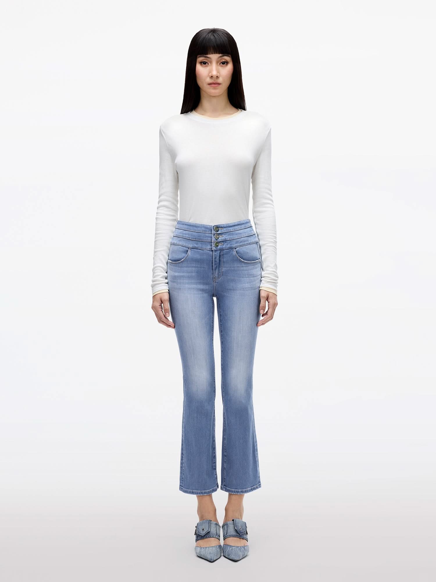 Miss Sixty HIGH WAISTED FLARED JEANS-BLUE ATTACK LIGHT BLUE