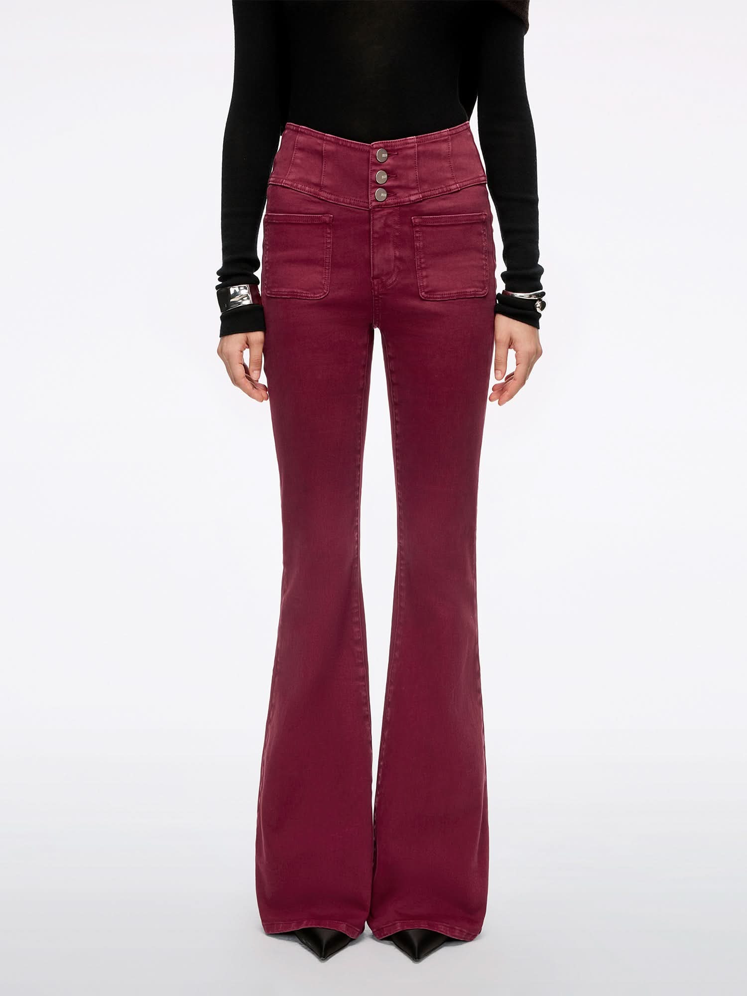 miss sixty HIGH WAISTED FLARED JEANS-GLENDA PLUS 5 AGATE RED