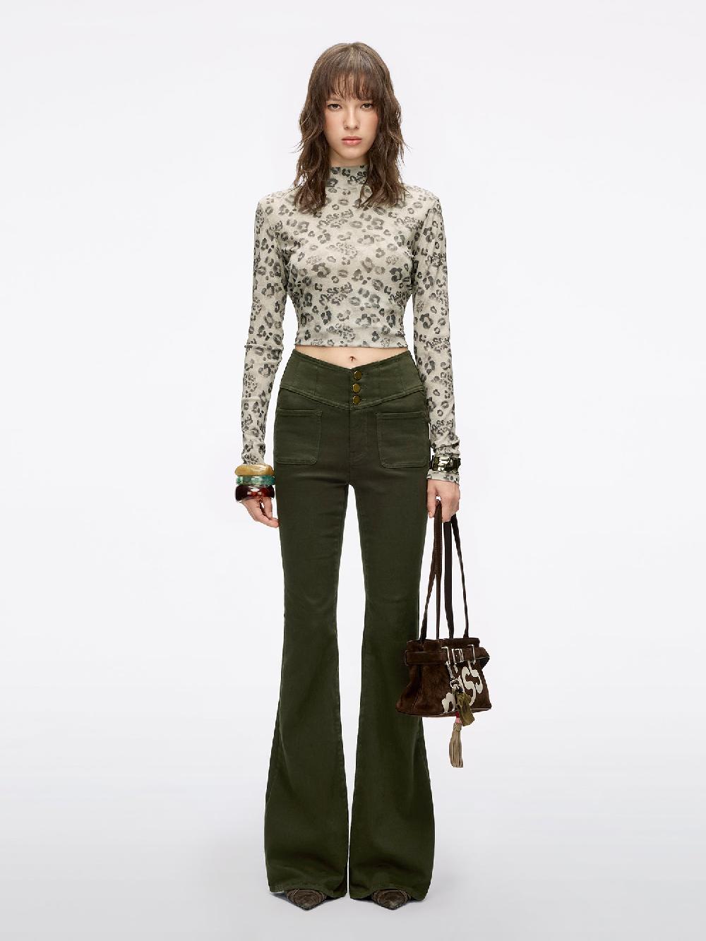 Miss Sixty HIGH WAISTED FLARED JEANS-GLENDA PLUS 5 ARMY GREEN