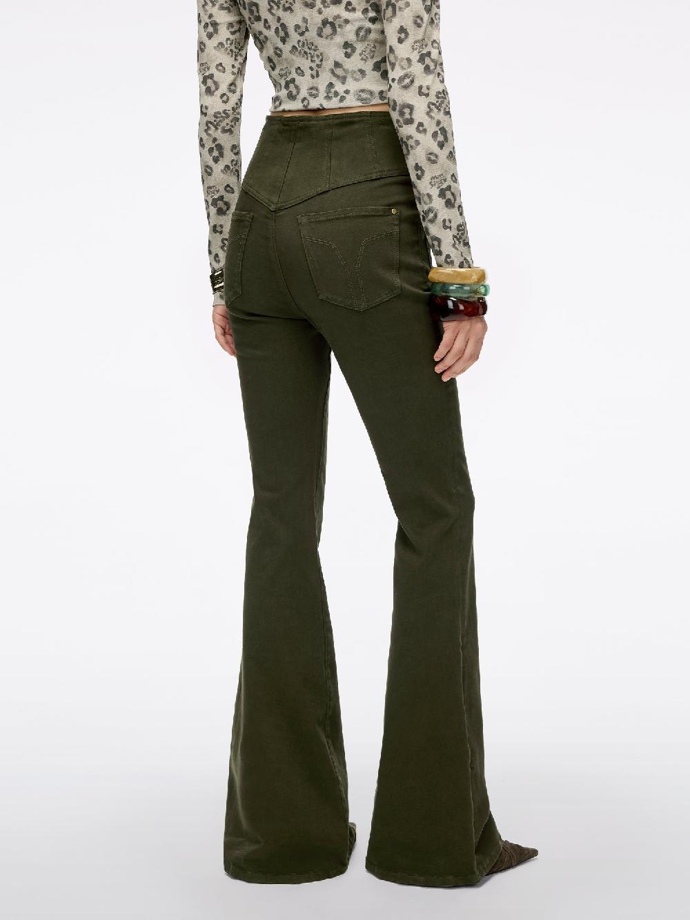 Miss Sixty HIGH WAISTED FLARED JEANS-GLENDA PLUS 5 ARMY GREEN