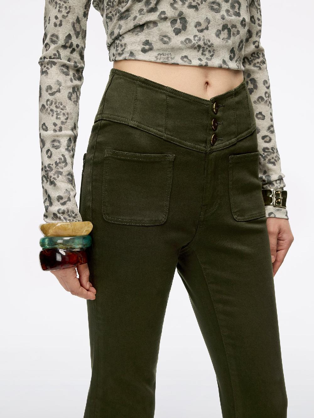 Miss Sixty HIGH WAISTED FLARED JEANS-GLENDA PLUS 5 ARMY GREEN