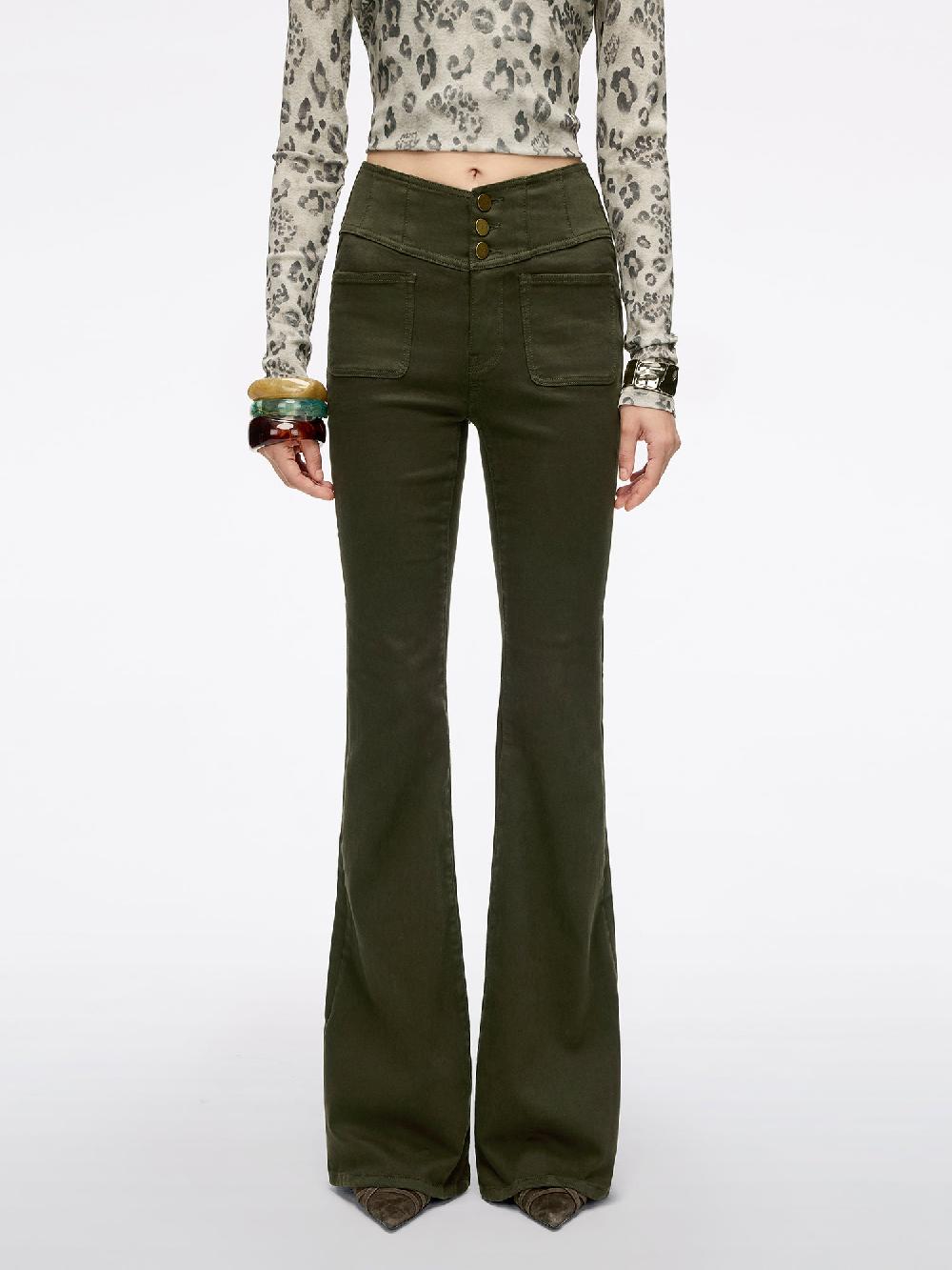 miss sixty HIGH WAISTED FLARED JEANS-GLENDA PLUS 5 ARMY GREEN