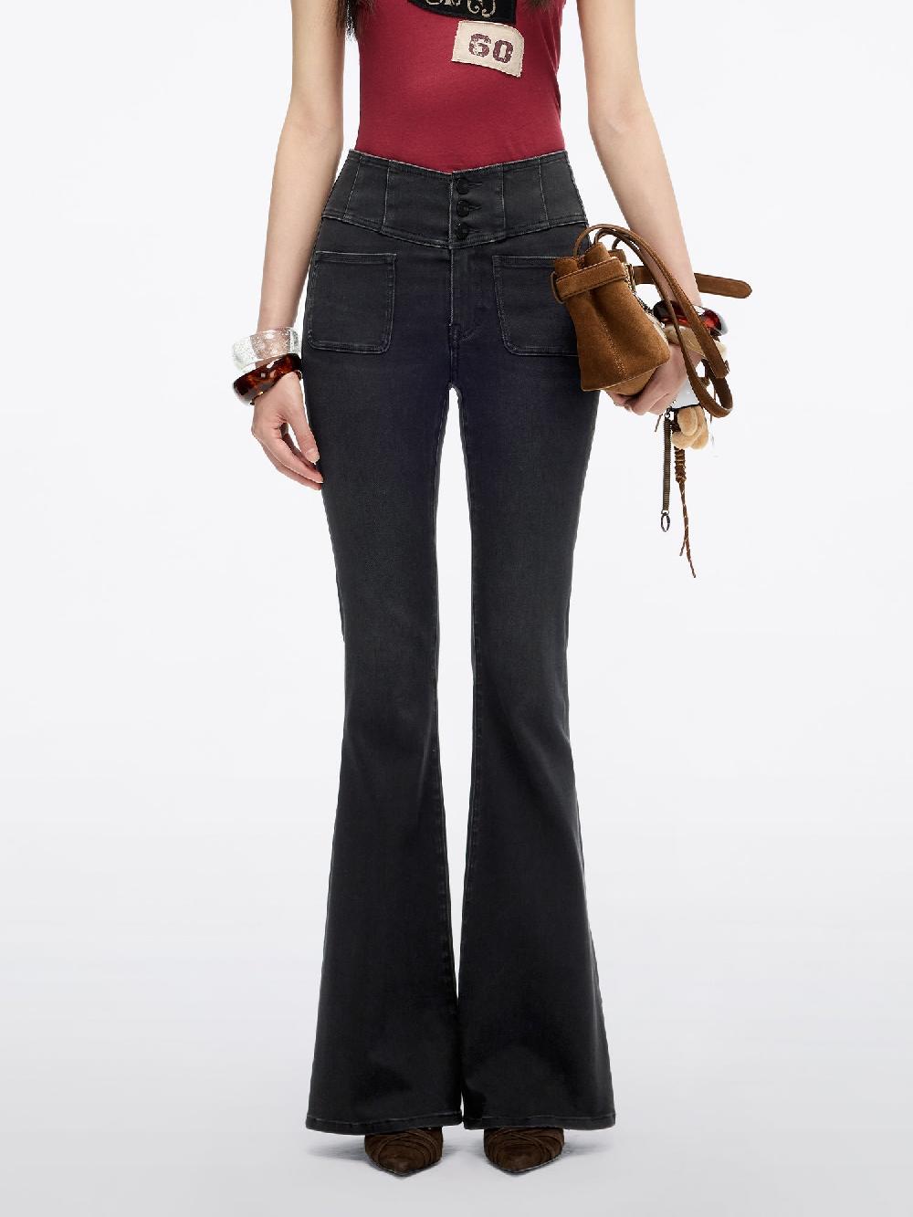 miss sixty HIGH WAISTED FLARED JEANS-GLENDA PLUS 5 BLACK FOG