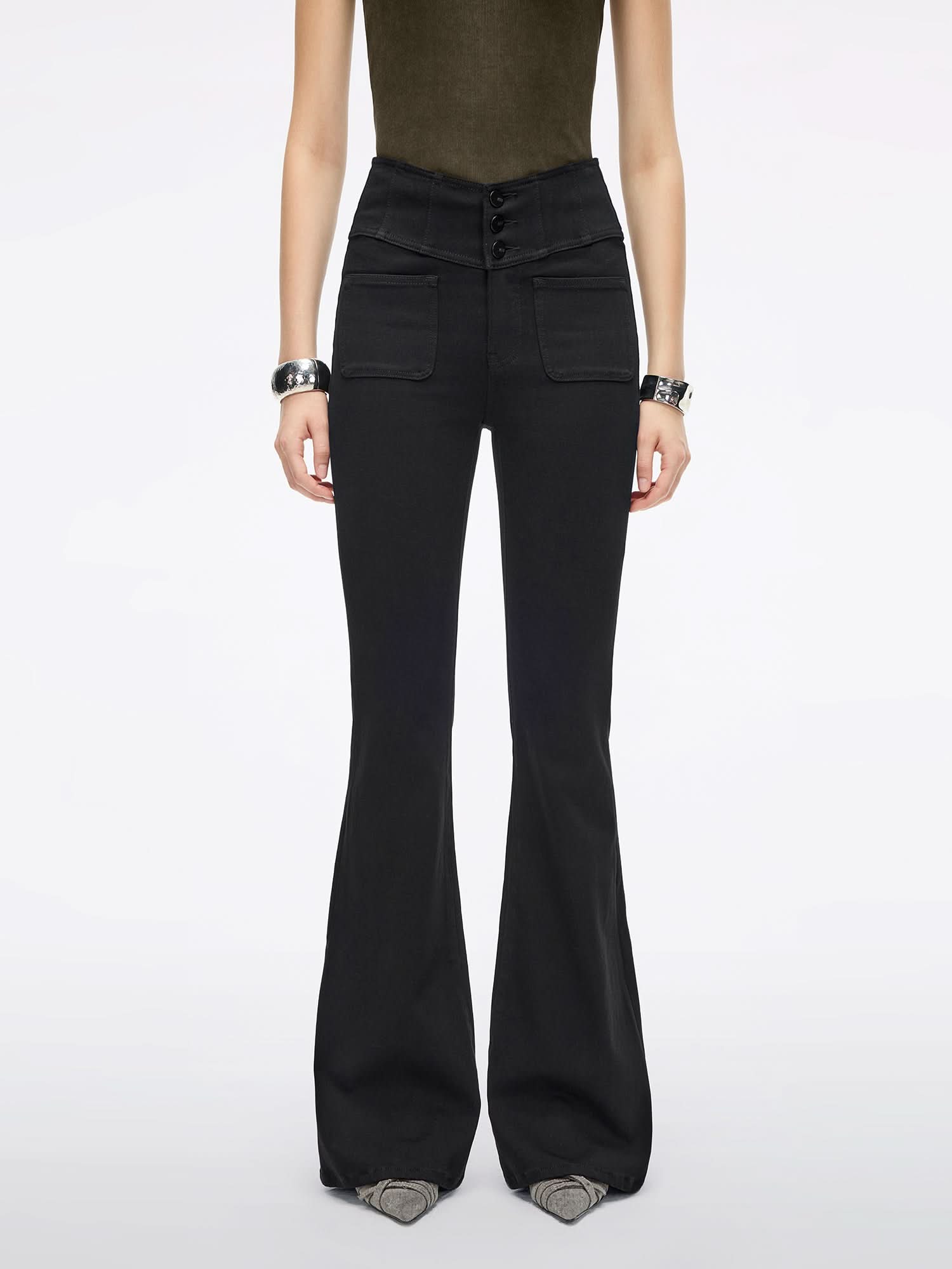 miss sixty HIGH WAISTED FLARED JEANS-GLENDA PLUS 5 BLACK